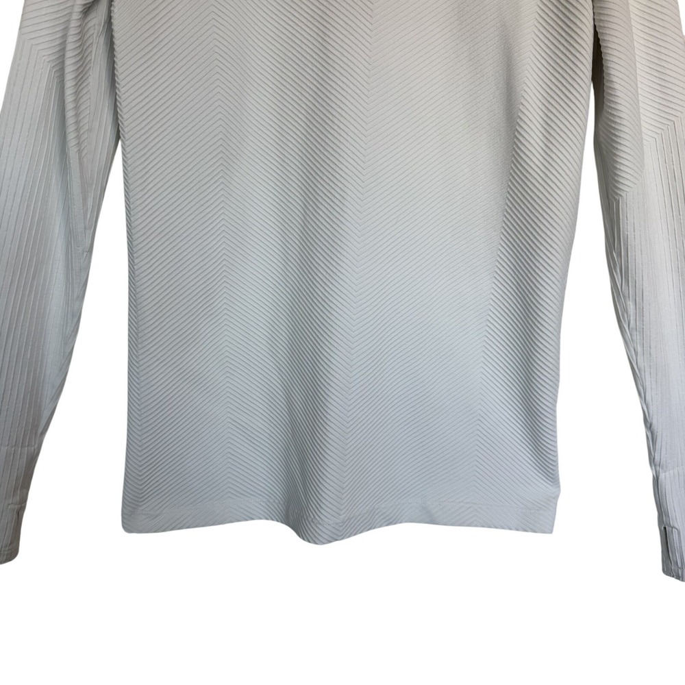 Athleta Womens Gray Ribbed Chevron Seamless Long Sleeve Top‎ Thumbholes Medium - Picture 4 of 9